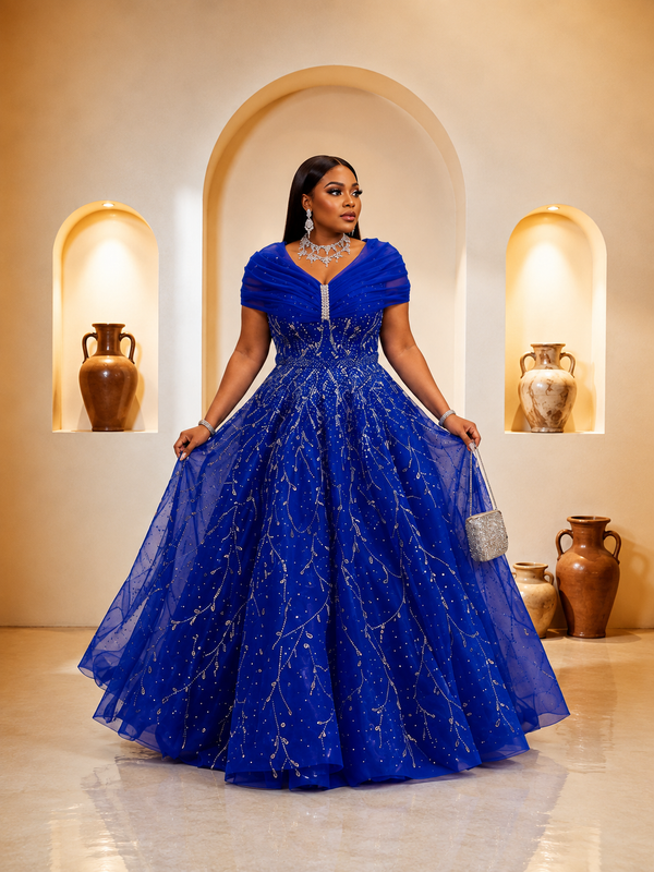 Royal Blue Embellished Ball Gown